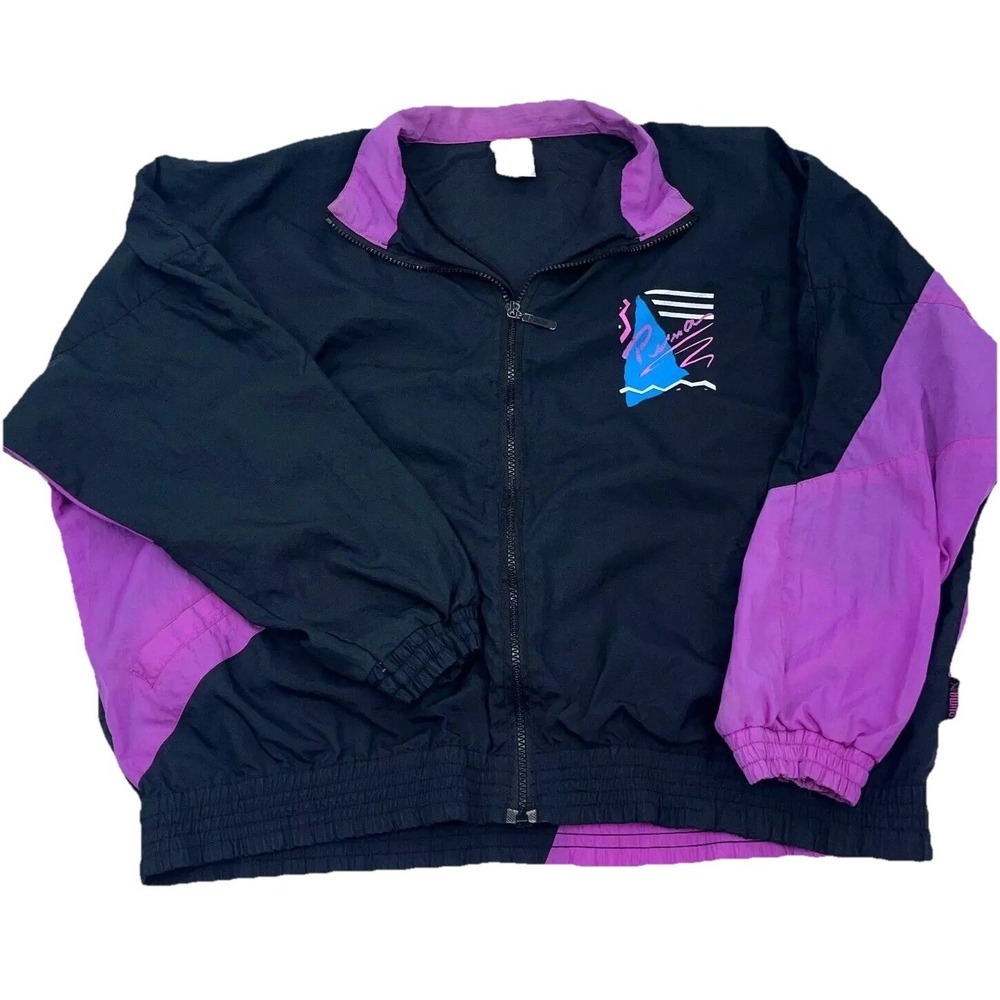 Vintage Puma Jacket Women Large Pink Black Windbreaker Track Suit 90s Warm Up *‎